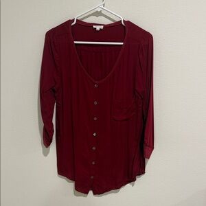 Soft Joie Deep Red Button-Down Shirt